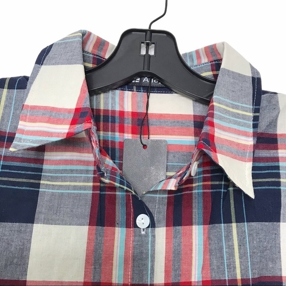 ALLEGRA K PLAID MIDI BELTED SHIRT DRESS 100% Cotton XSMALL NEW - Picture 6 of 14